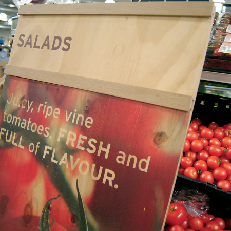 Sainsbury's Instore Graphics tomato salads wood print