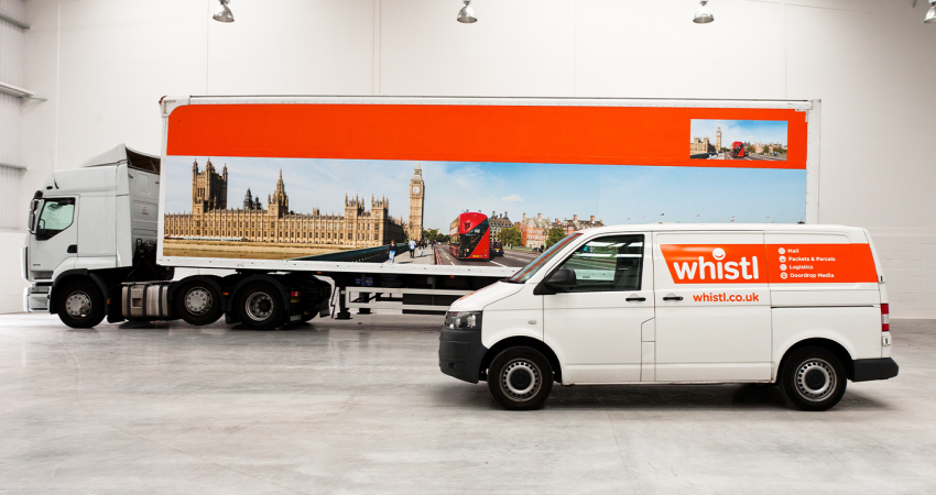 Transport livery wraps for Whistl, van and truck