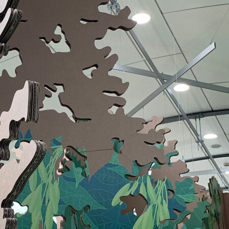 Kew Gardens’ Millennium Seed Bank Exhibition trees made of cardboard
