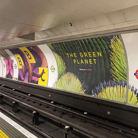 Wall branding on Green Park tube tunnel