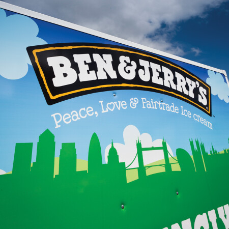 Ben & Jerry's trailer logo close up