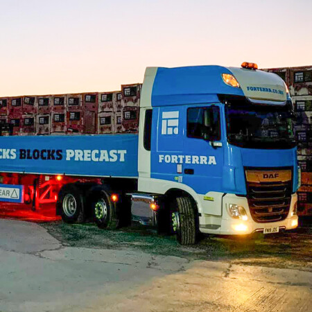 Forterra branded truck driver's side