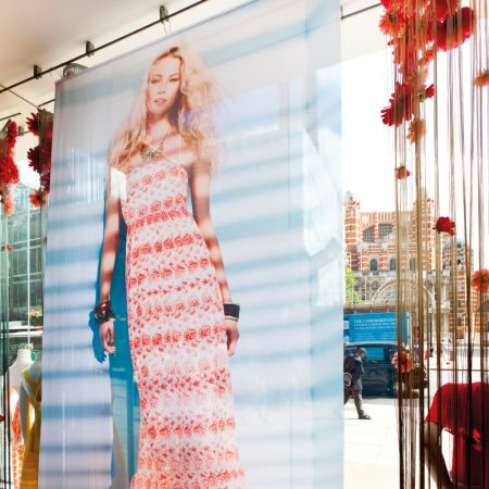 Monsoon Fabric hanging graphics in window