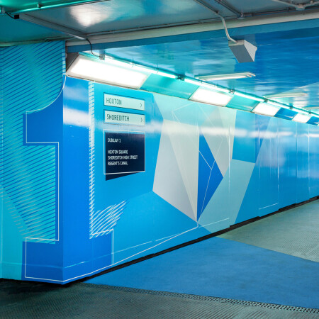 Old Street Underground way finding blue