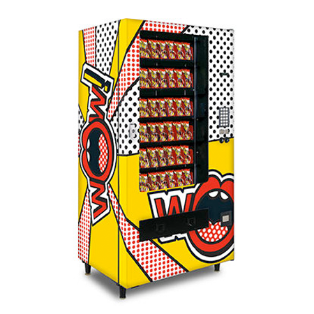 Vending machine wrapped in bright graphics
