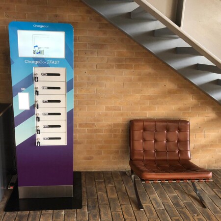 ChargeBox's Lock and Leave units with seating area