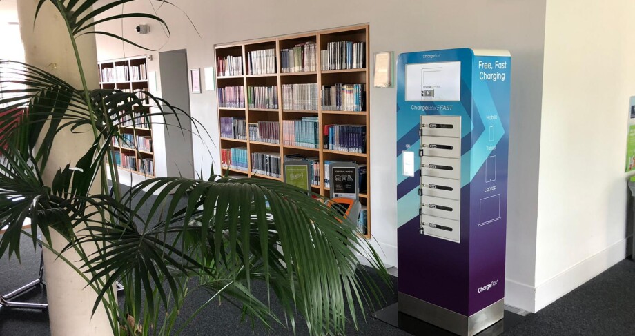 ChargeBox's Lock and Leave unit with bookshelves