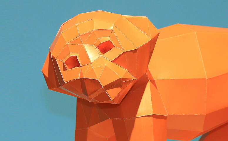 3D Cardboard Engineering orange monkey