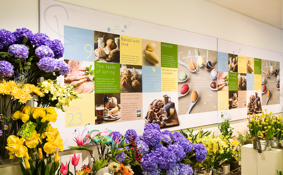John Lewis Easter Displays, flowers and wall graphics