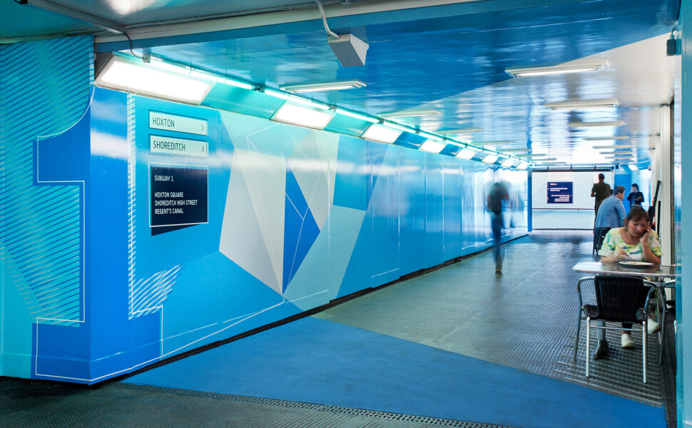 Old Street Underground wayfinding blue