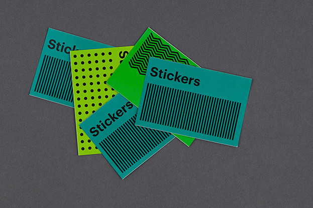 Stickers in pile