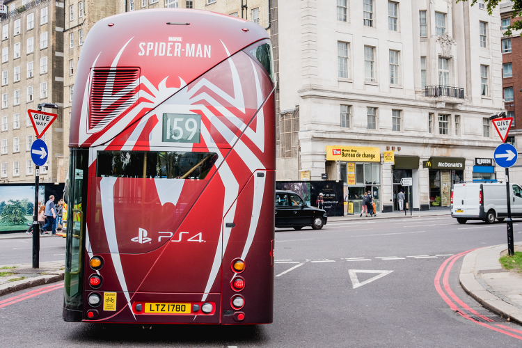 Contra Vision®Sspiderman bus wrap